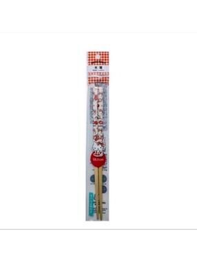 Sanrio Hello Kitty Cherry Plaid Bamboo Chopsticks 7” NWT
